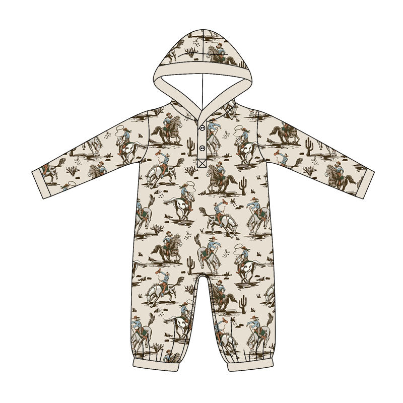 5.11 LR3077 Preorder Cowboy Cactus Print Baby Baby Hoodie Romper