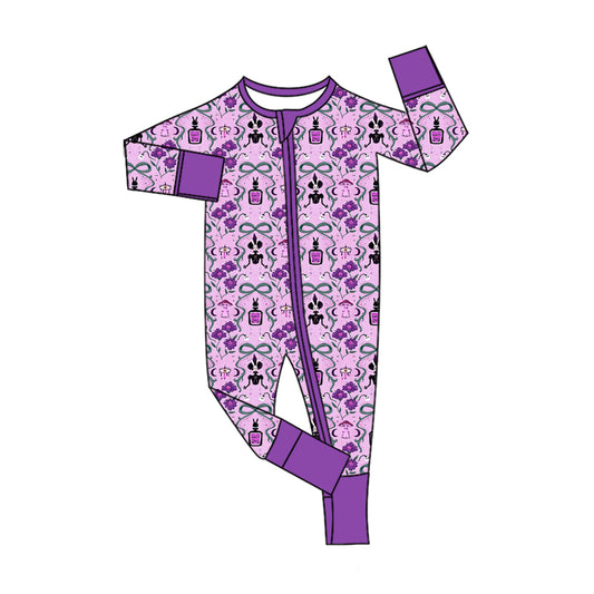 5.20 Baby Pink Halloween Potion Bottle & Bow Zip Romper Preorder