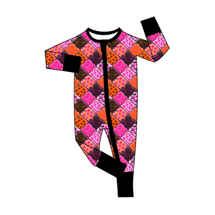 5.20 Baby Pink Halloween Floral Zip Romper Preorder