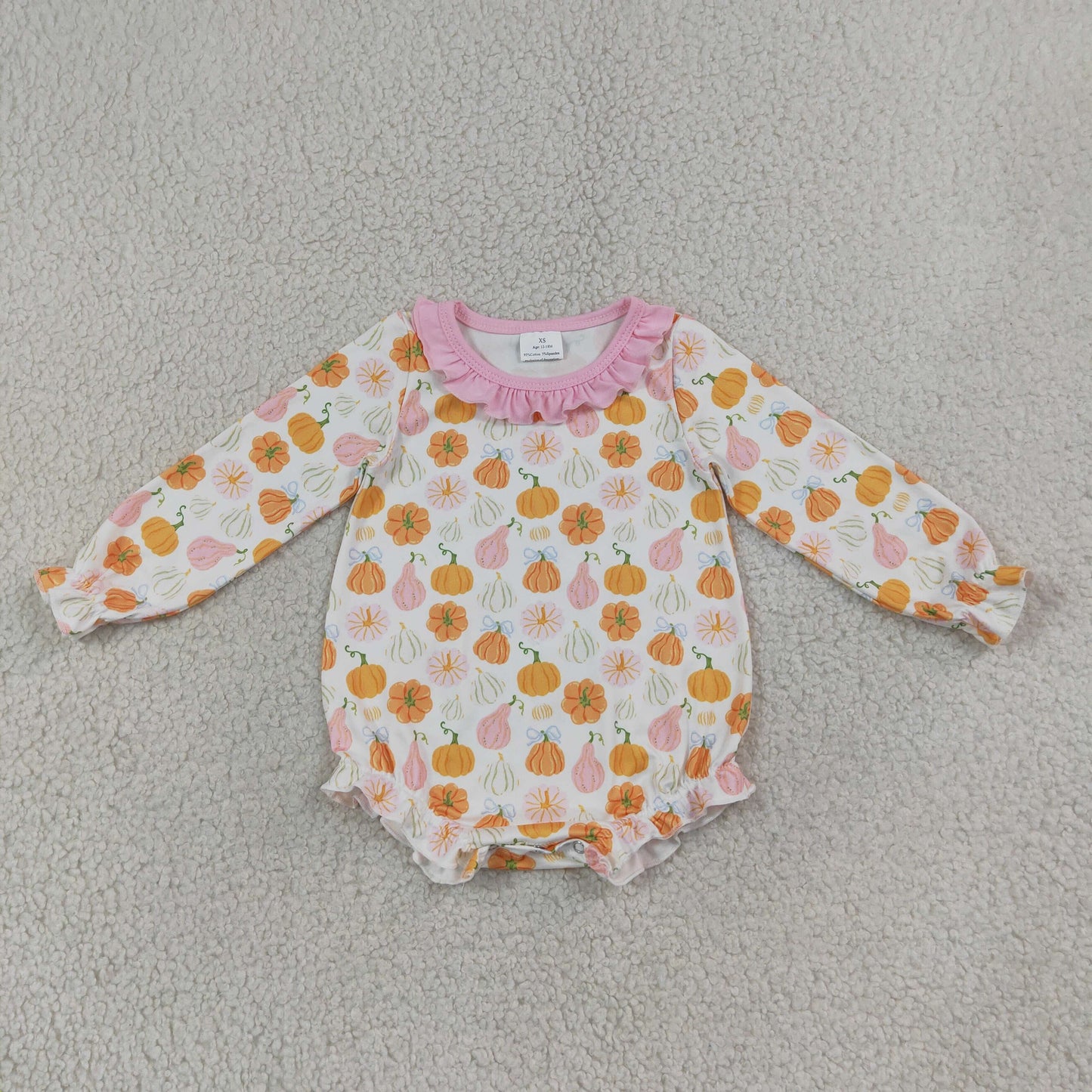 Sibling Baby Girls Pumpkin Tunic Top with Pink Legging Set +Bubble Romper