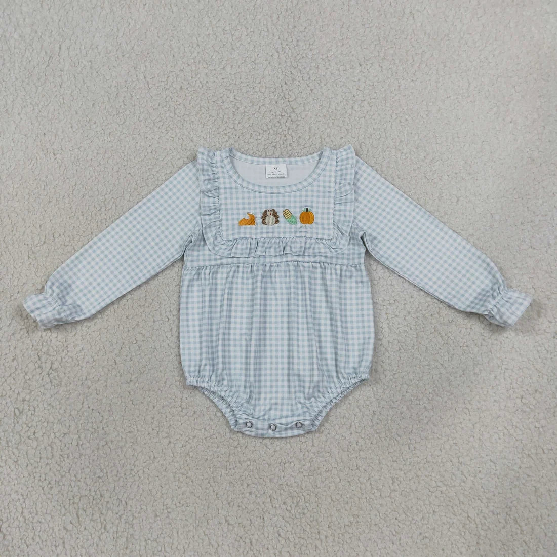 Sibling Baby Girls Boys Enbroidery Punpkin Duck Christmas Long Sleeve Bubble Romper
