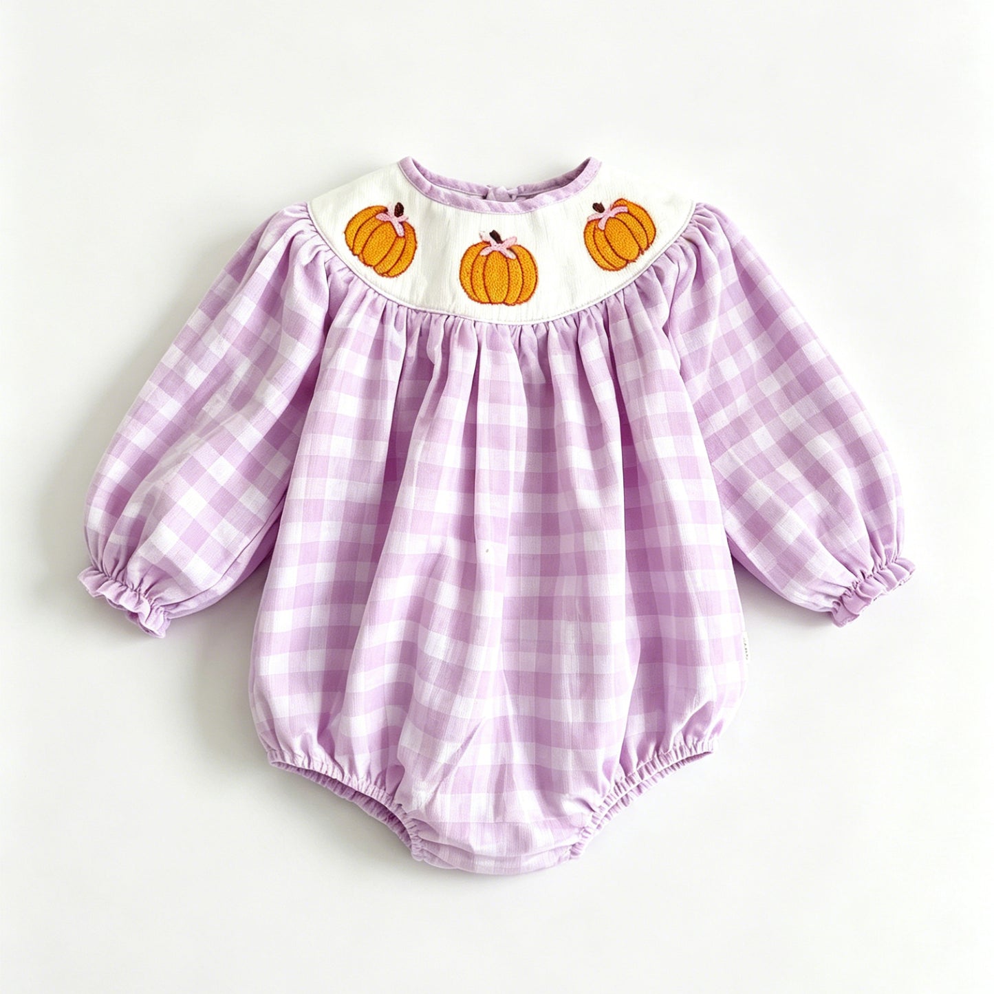 5.29   Preorder Baby Girls Pumpkin Purple Gingham Romper