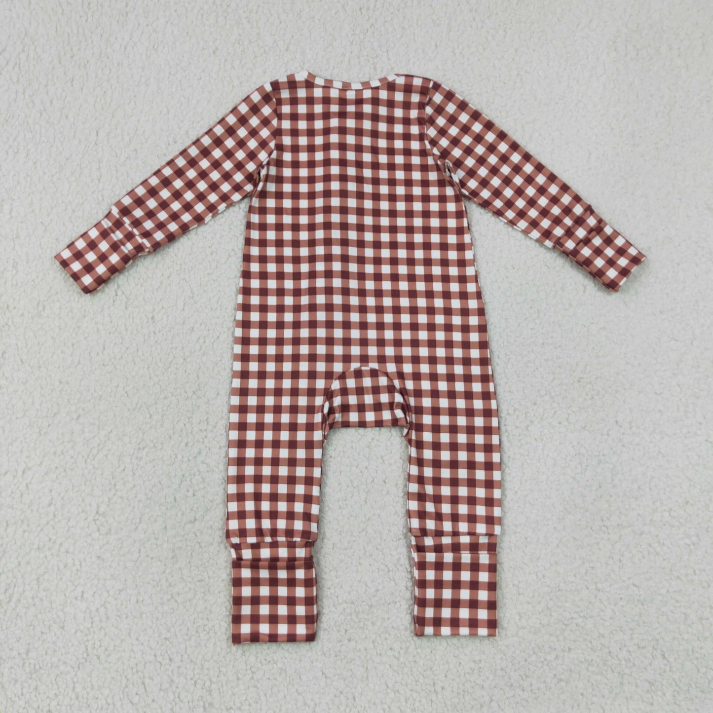Sibling Baby Boys Checked Long Sleeve Pajama Set +Zipper Romper