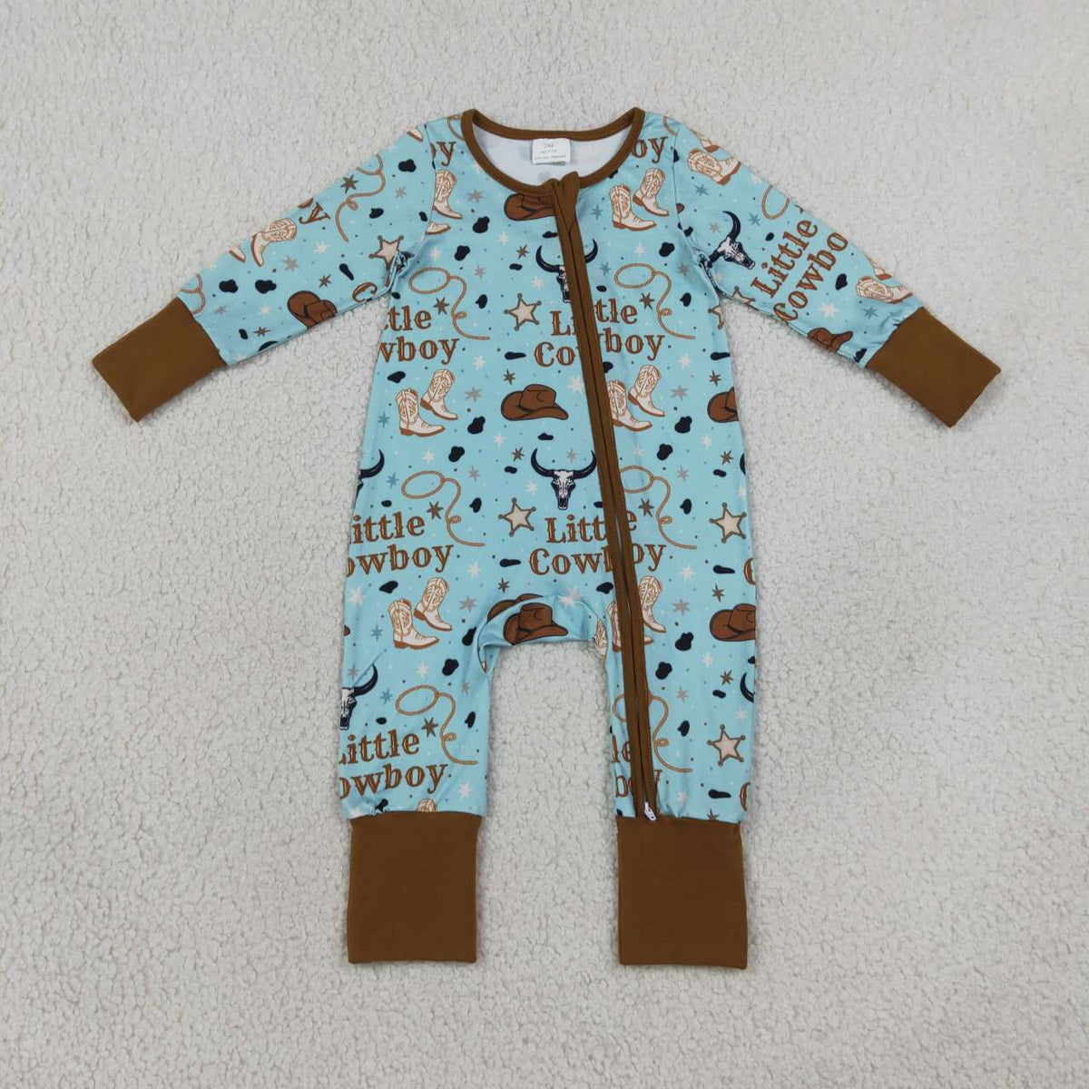 Little Cowboy Howdy Long Sleeve Pajama Set +Zipper Romper For Sibling Baby Boys