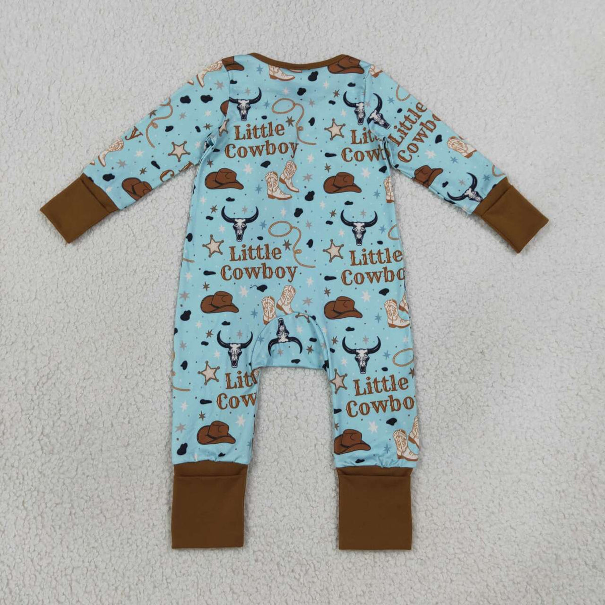 Little Cowboy Howdy Long Sleeve Pajama Set +Zipper Romper For Sibling Baby Boys