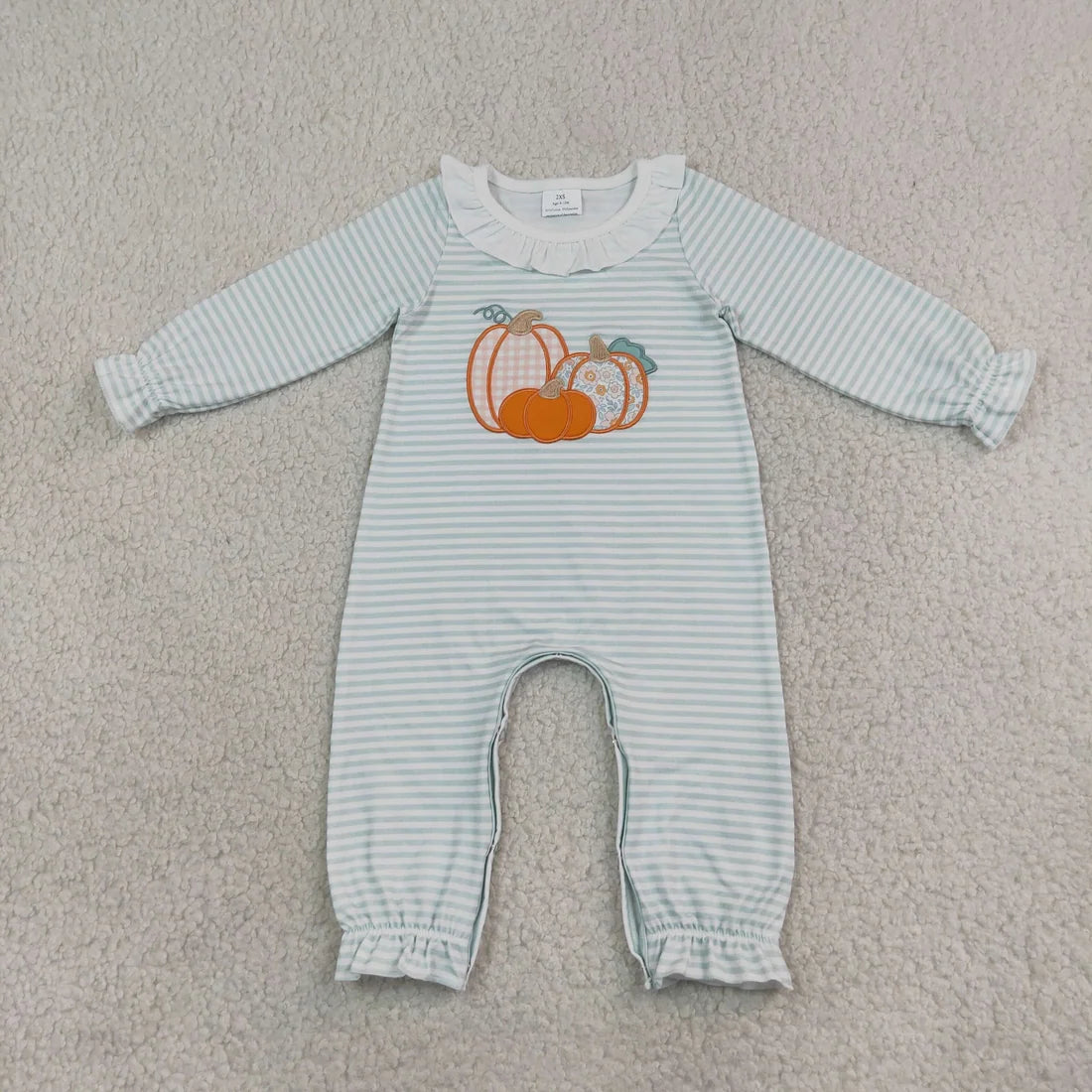 Sibling Baby Girls Holiday Embroidery Turkey Pumpkin Fall Long Sleeve Pants Romper