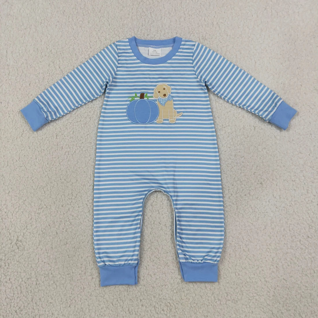Sibling Baby Boys Fall Embroidery Pumpkin Turkey Long Sleeve Romper