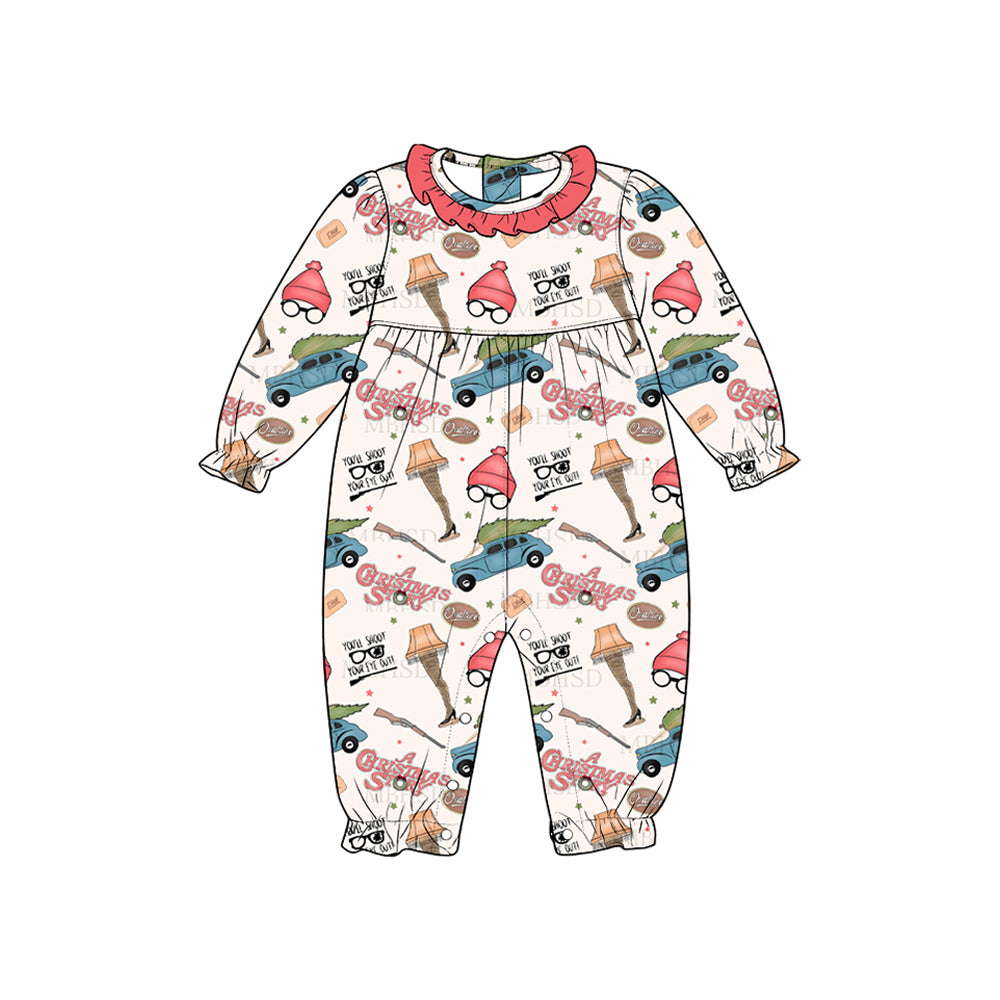 7.16 LR3149 Preorder Christmas Story Car Baby Girls Romper