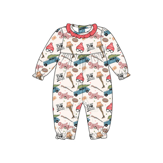 7.16 LR3149 Preorder Christmas Story Car Baby Girls Romper