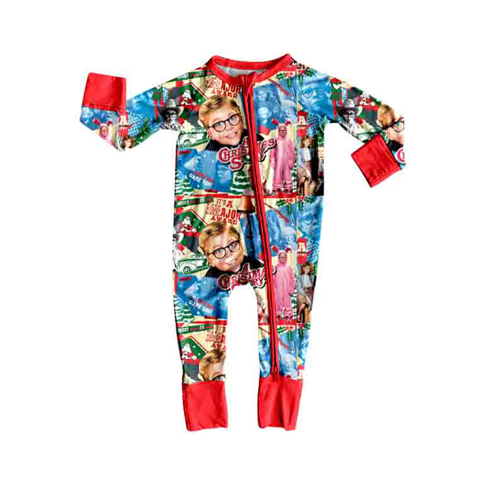 7.16 LR3150 Preorder Christmas Story Baby Girls Zipper Sleeve Romper