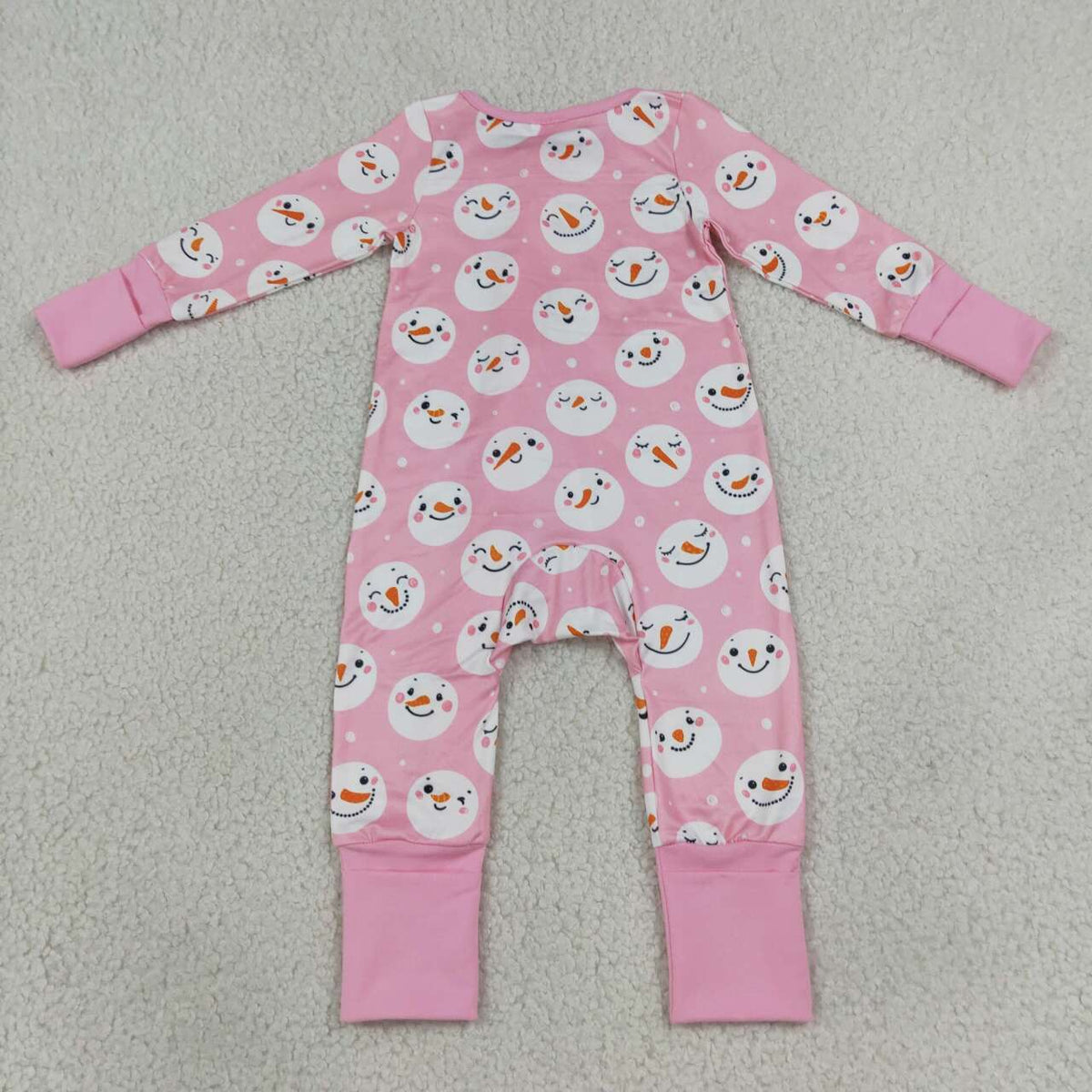 Baby Girls Snowman Pink Zipper Romper