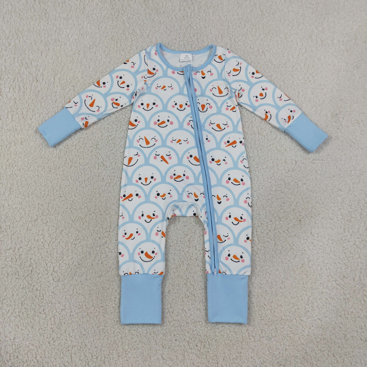 Sibling Baby Boys Winter Snowmen Long Sleeve Pajama Set +Zipper Romper