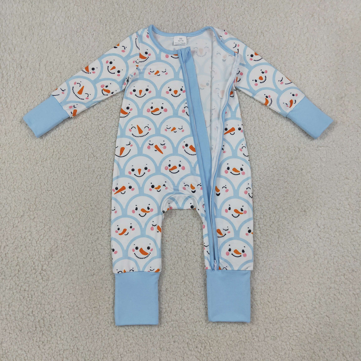 Sibling Baby Boys Winter Snowmen Long Sleeve Pajama Set +Zipper Romper