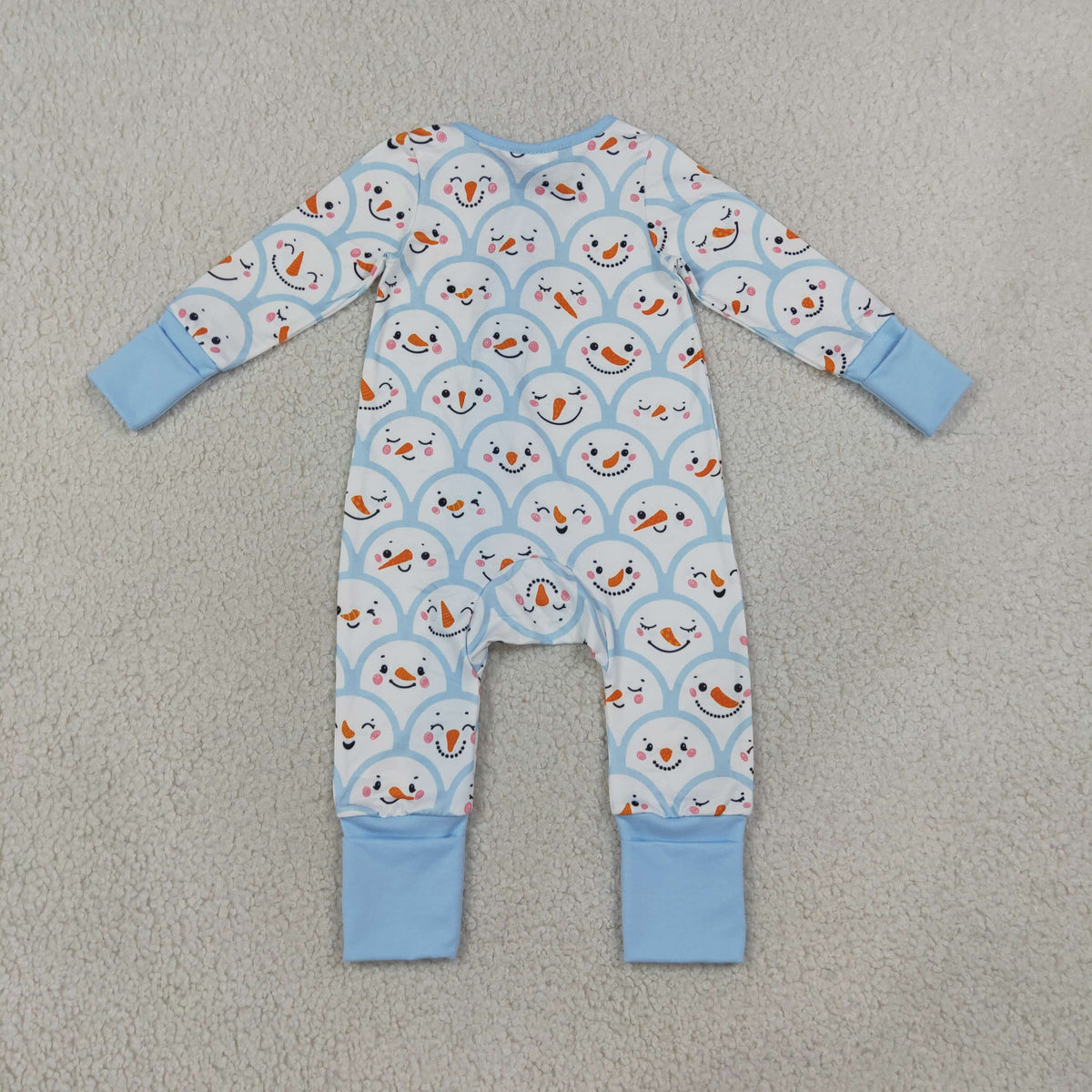 Sibling Baby Boys Winter Snowmen Long Sleeve Pajama Set +Zipper Romper