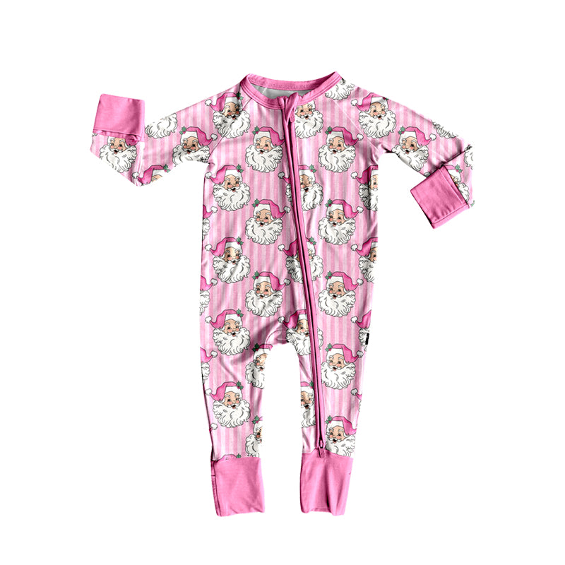7.30   Preorder Baby Girls Pink Christmas Santa Zipper Romper