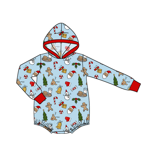 7.30   Preorder Baby Boys Christmas Blue Long Sleeve Hoodie Bubble Romper