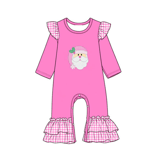7.30   Preorder Baby Girls Hot Pink Christmas Santa Long Sleeve Romper