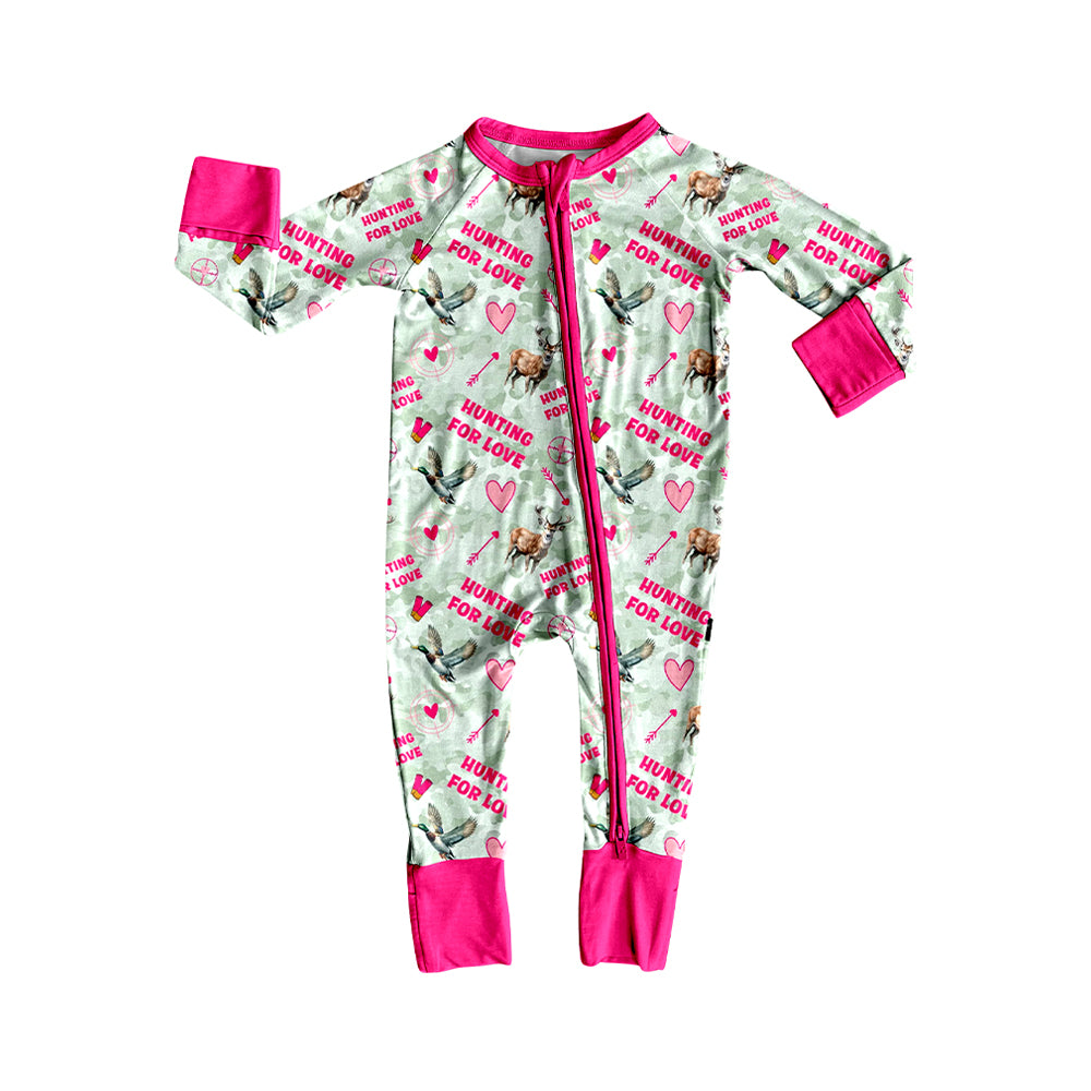 7.31 Preorder Baby Girls Hutning For Love Long Sleeve Zipper Romper