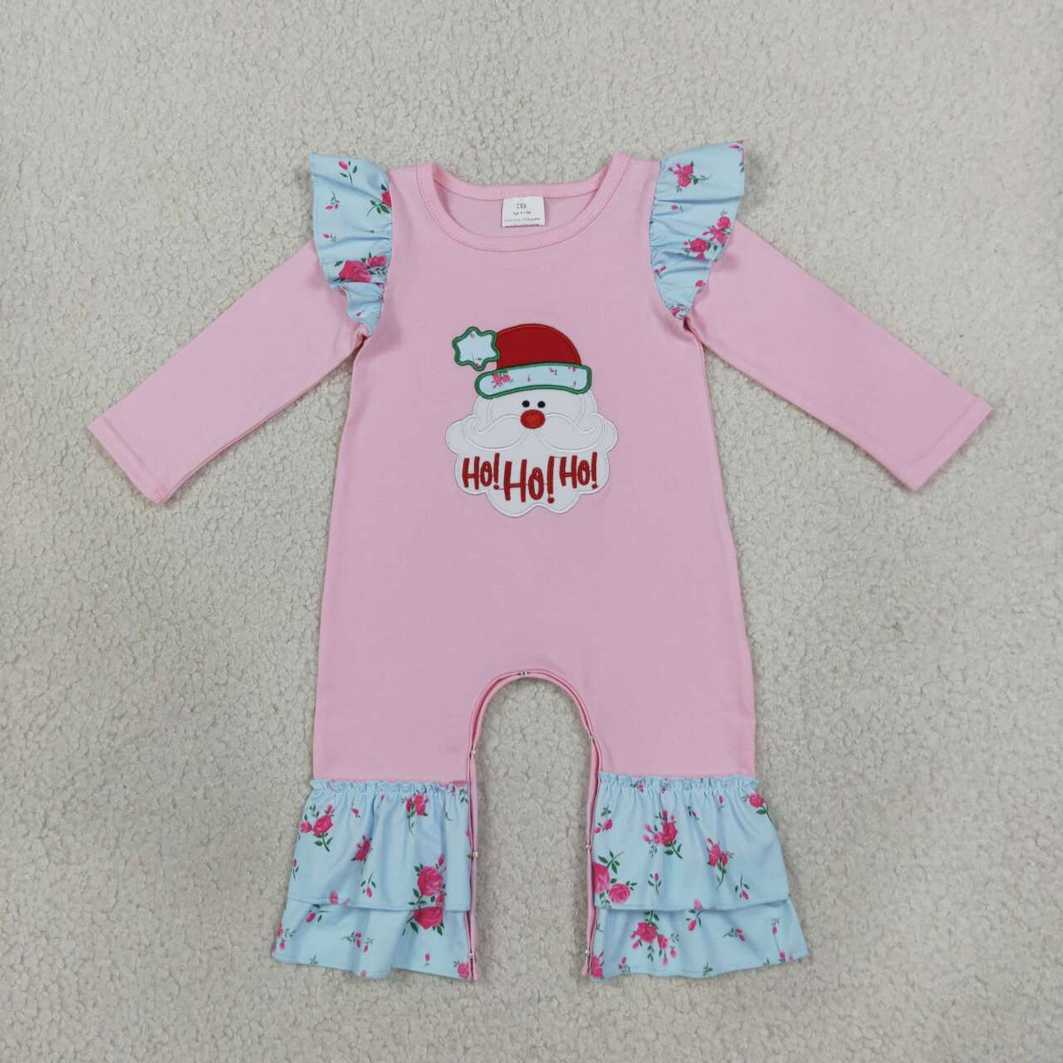 Sibling Baby Girls Christmas Ho Ho Ho Outfit and Romper