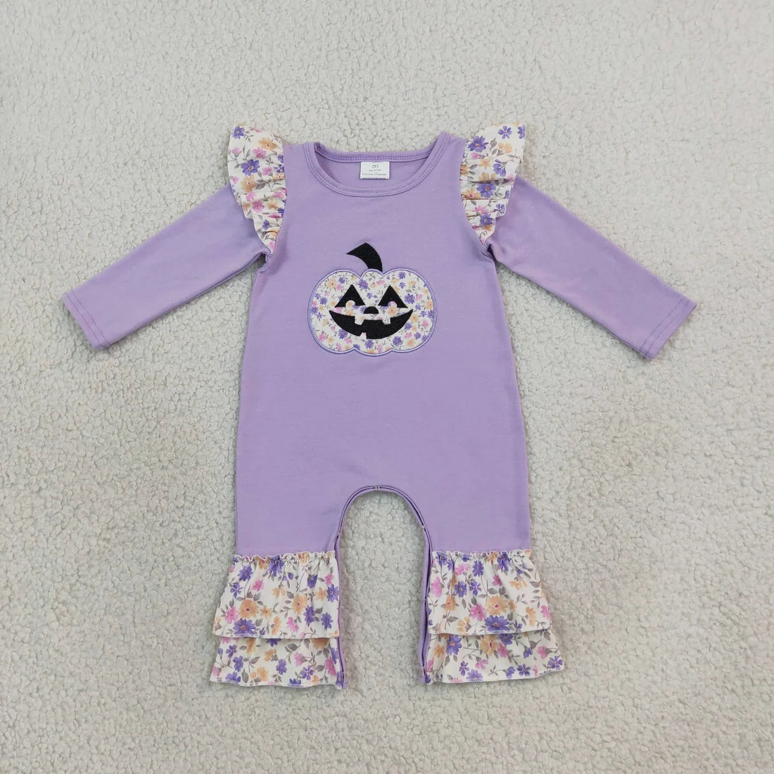 Sibling Baby Girls Holiday Embroidery Turkey Pumpkin Fall Long Sleeve Pants Romper