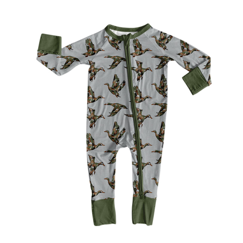 8.6  Preorder Baby Boys Mallard Duck  Long Sleeve Zipper Romper