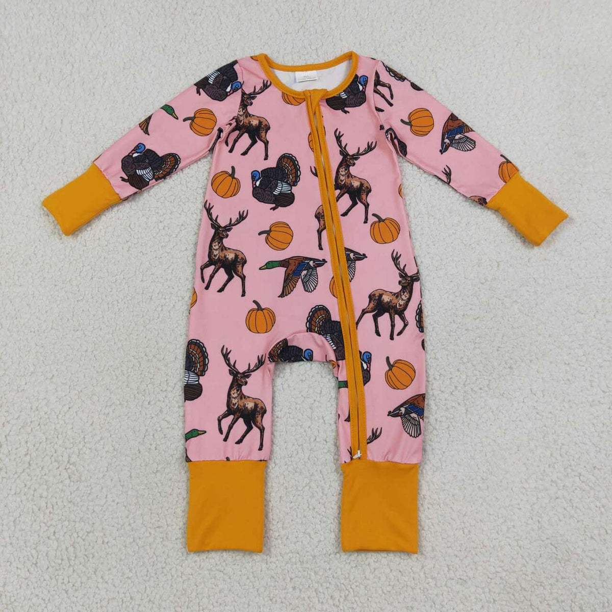Sibling Baby Girls Hunting  Deer Duck Pumpkin Pajama Set Romper Blanket