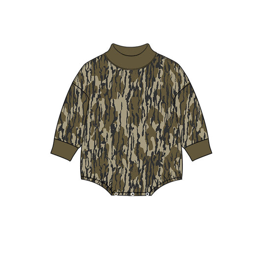 8.11   Preorder Baby Boys Green Camo Long Sleeve Bubble Romper
