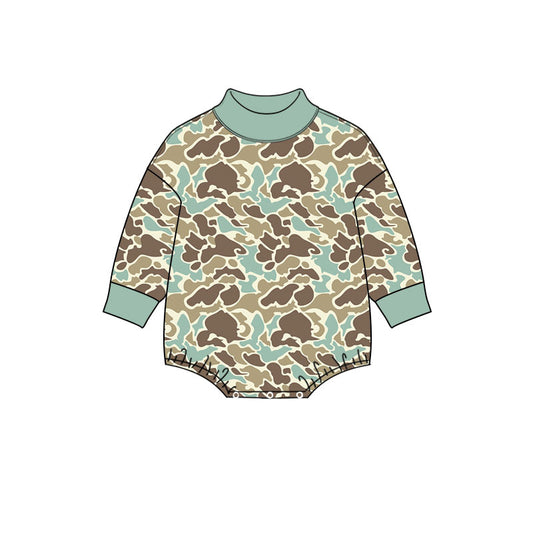 8.11   Preorder Baby Boys Blue Camo Long Sleeve Bubble Romper