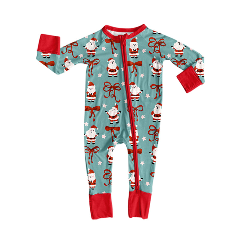 8.11   Preorder Baby Boys Christmas Santa Bow Long Sleeve Zipper Romper