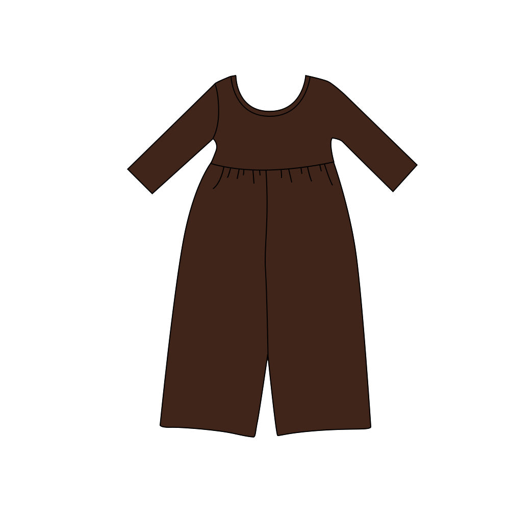 8.13 Preorder Kids Girls Black Long Sleeve Elastic Waist Wide Leg Jumpsuit