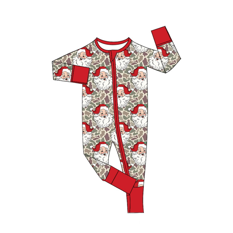 9.11 Preorder LR3345 Baby Boys Christmas Santa Zipper Romper