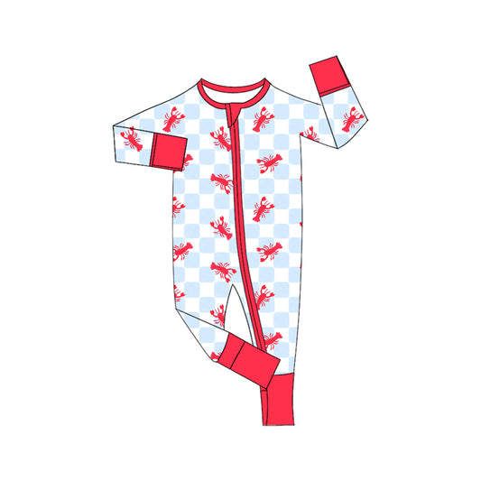9.18 LR3358 Preorder Baby Boys Crawfish Long Sleeve Zipper Romper