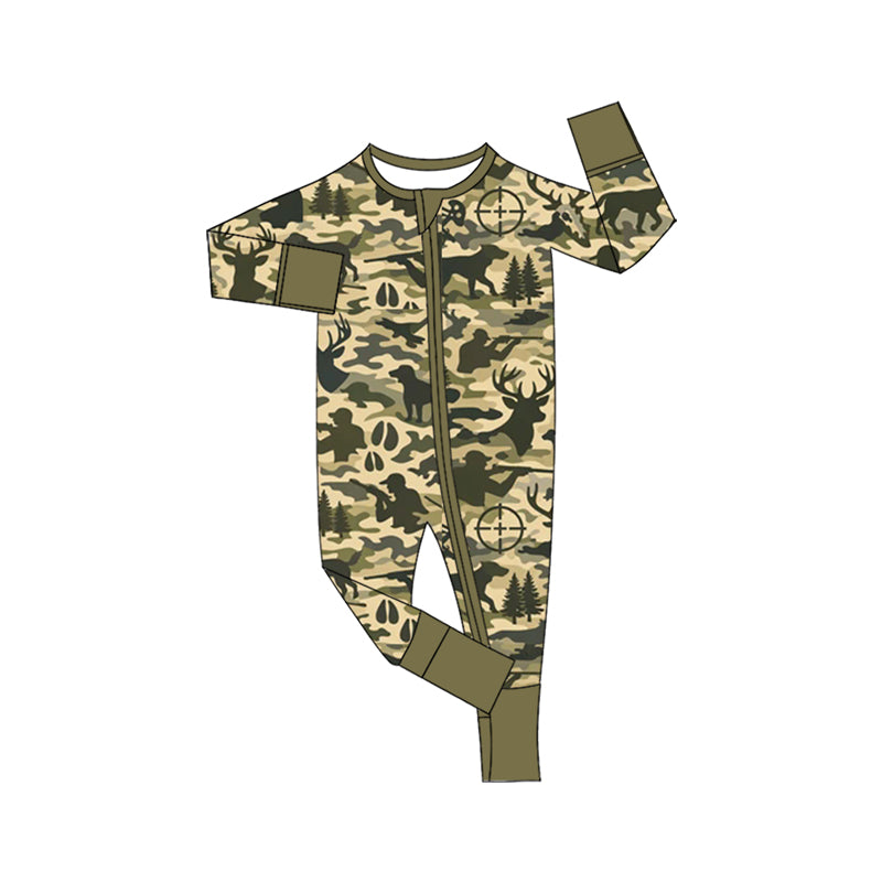 9.22 LR3363 Preorder  Baby Boys Camo Hunting Long Sleeve Zipper Romper