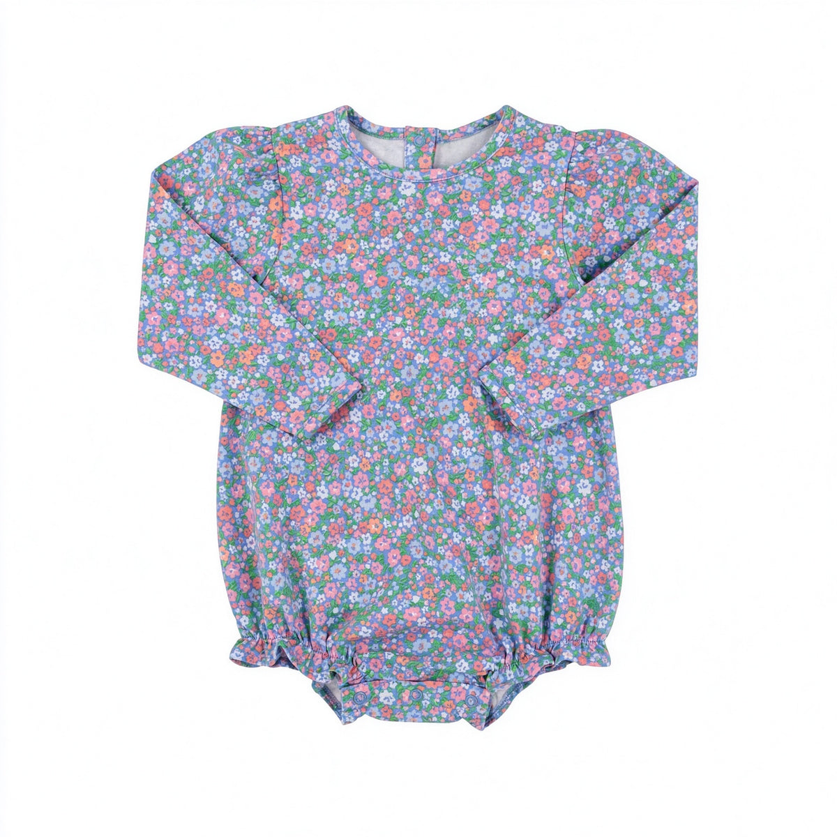 10.12 LR3388 Preorder Pink Purple Small Flowers Print Baby Girls Romper