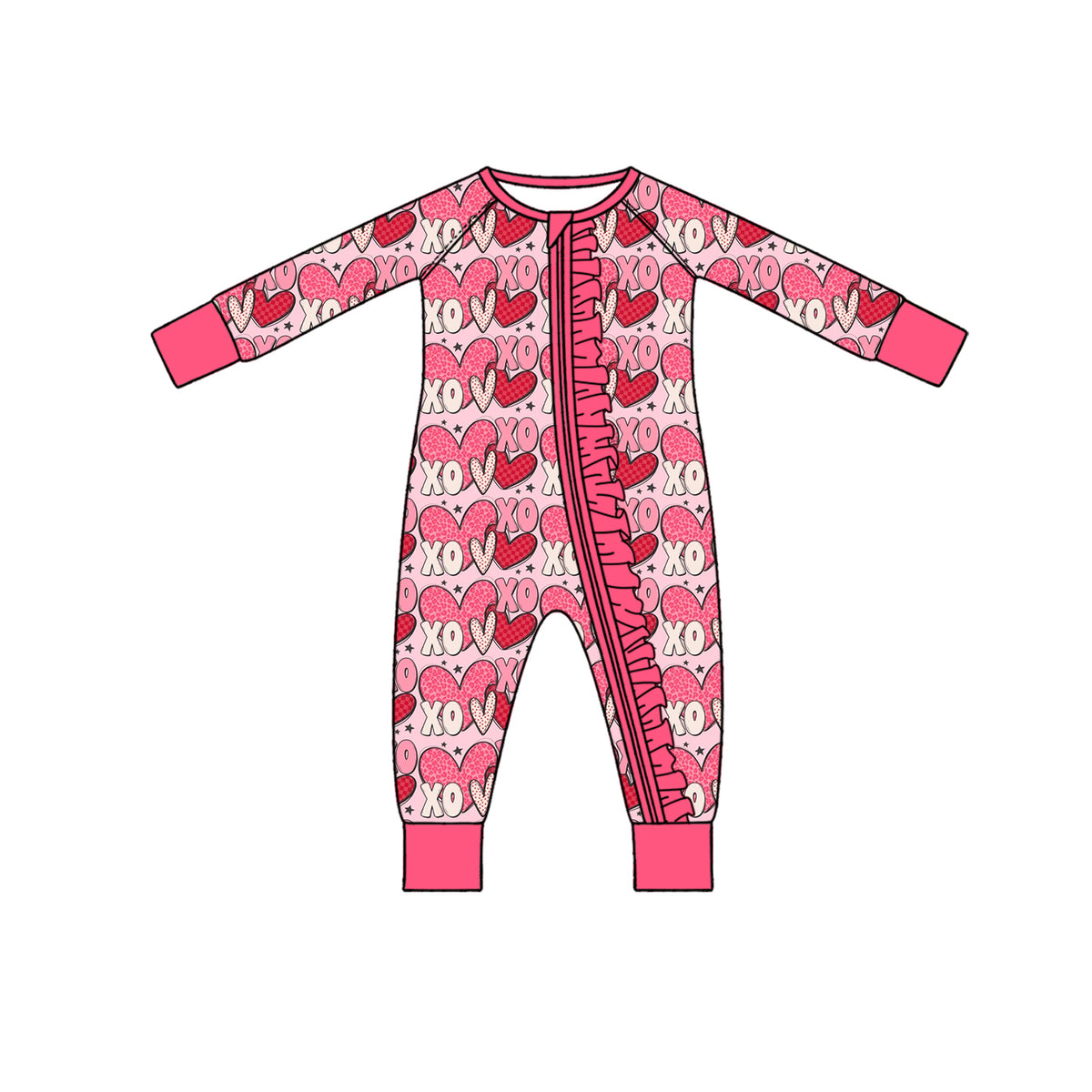10.29 LR3438 Preorder Baby Girls Valentine's Day XOXO Zipper Romper