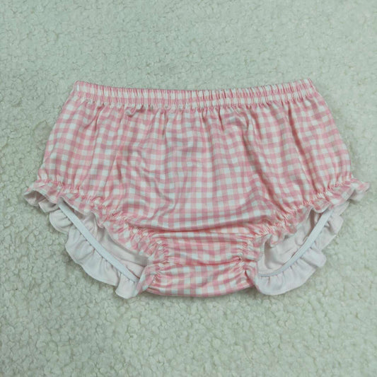 SS0939 Pink Gingham Baby Girls Bottom Bummie Shorts