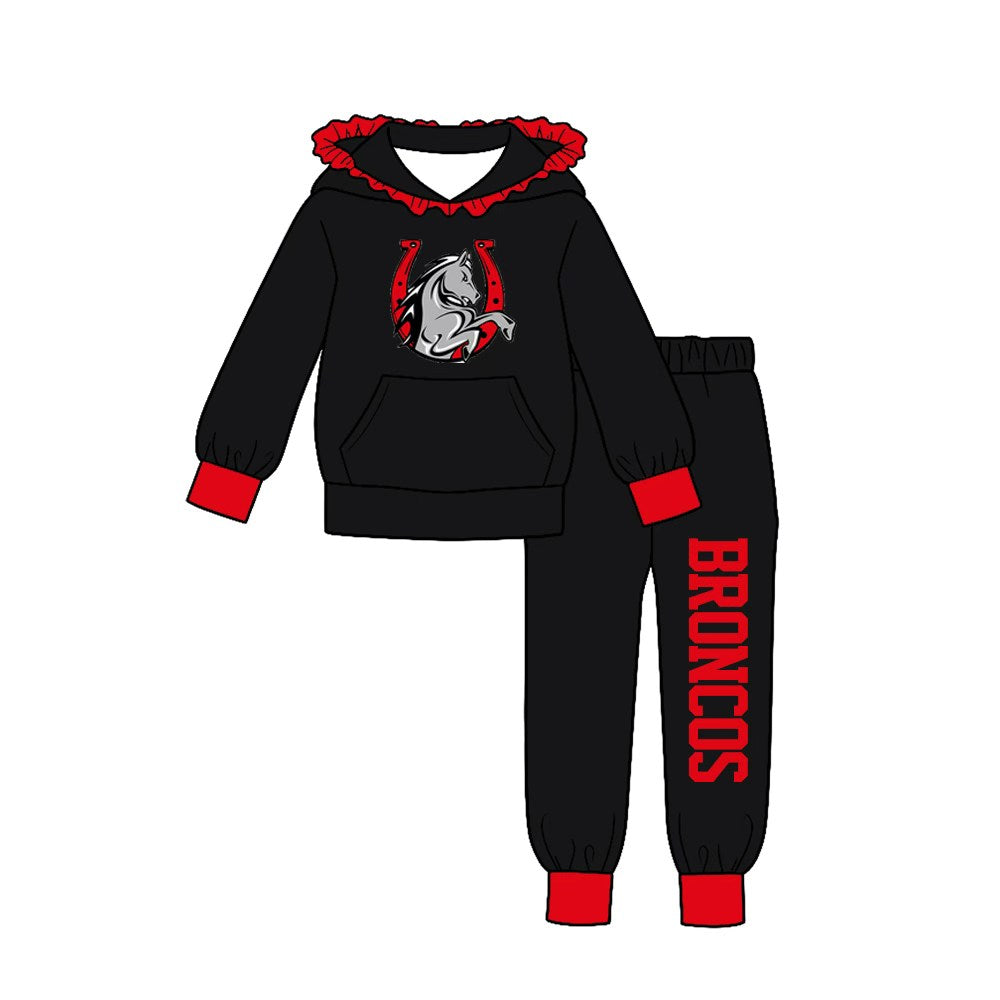 (Custom Design Preorder MOQ 5) Teams Lake Belton Broncos Hoodie Top Pockets Pants Woman Yoga Clothes Set