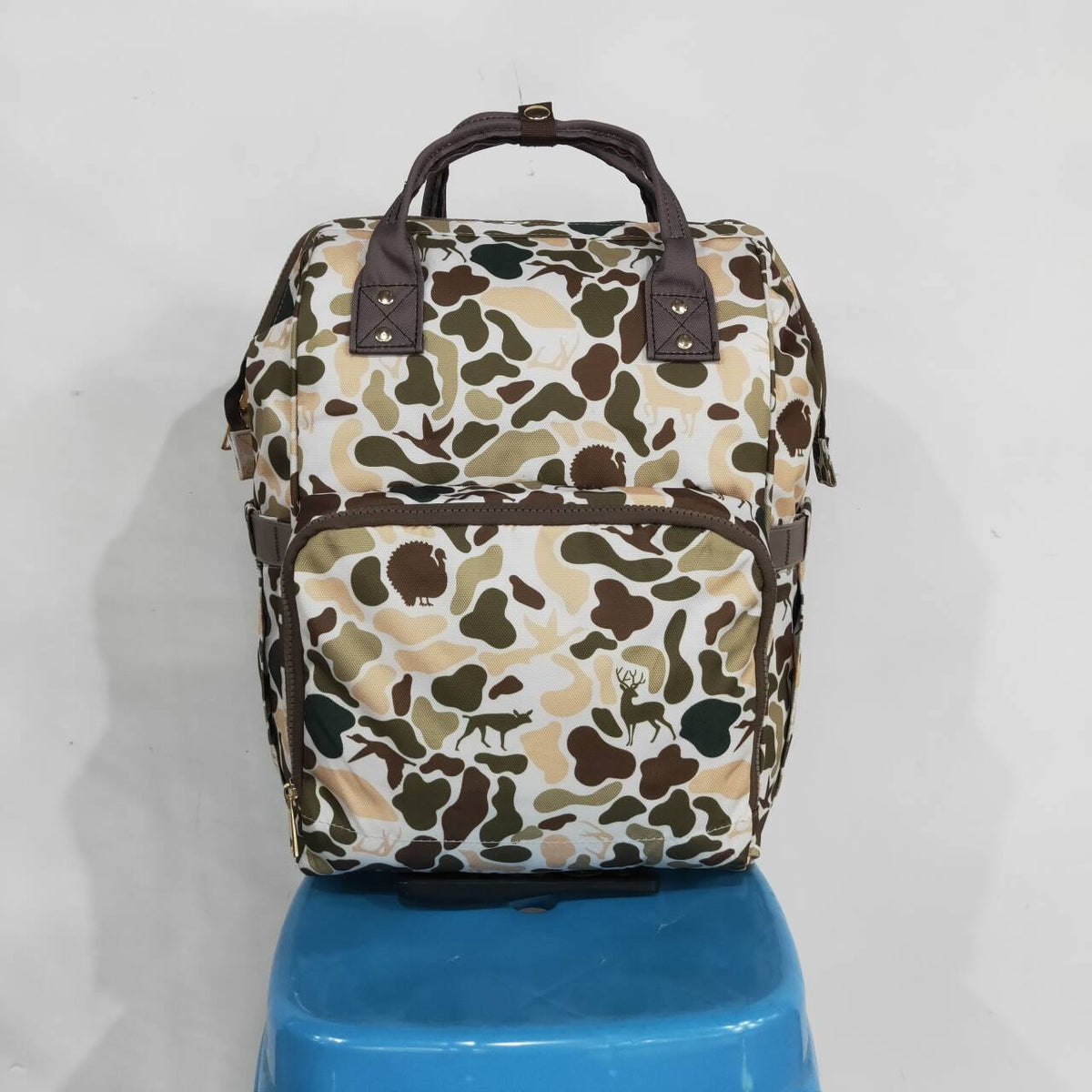 BA0407 Brown Khaki Camo Hunting Print Adult Baby Diaper Bags