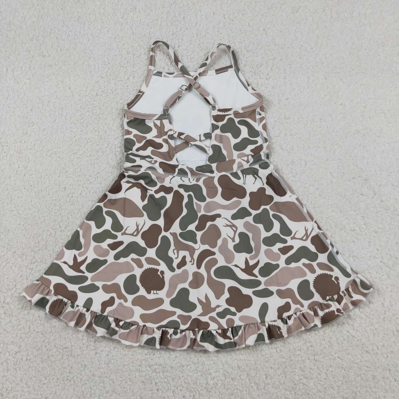 GSD4117 Camo Animals Hunting Strap Ruffle Baby Girls Summer Yoga Dress