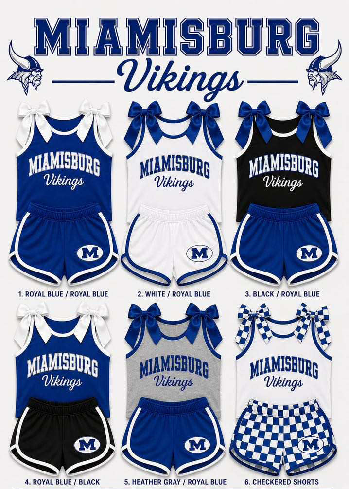 (Custom Design Preorder MOQ 5) Teams Miamisburg Vikings Bows Vest Top Shorts Mommy and Me Summer Yoga Clothes Set