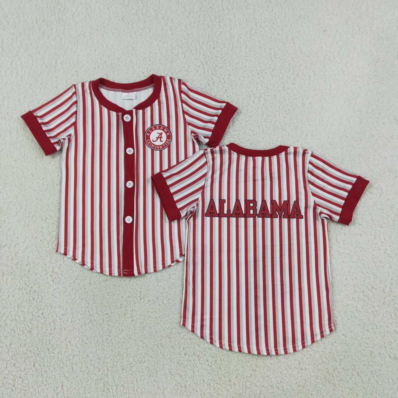 BT1746 Teams Alabama Wine Stripes Print Boys Short Sleeve T-shirts Top