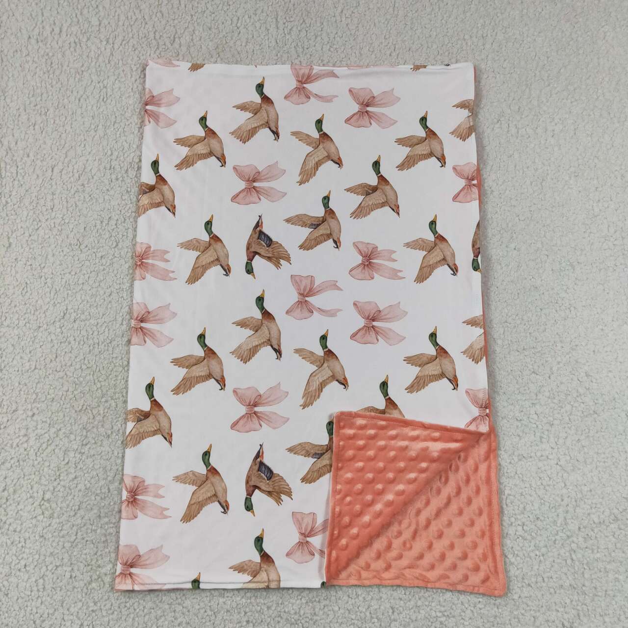 BL0248 Duck Bows Print Baby Girls Blanket
