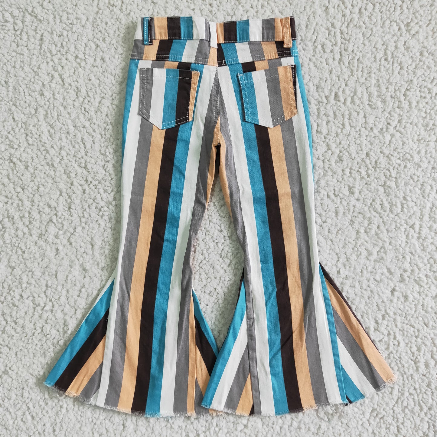 Blue Stripes Girls Bell Bottom Jeans  P0002