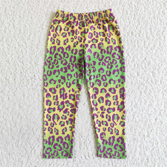 P0013 Green Leopard Print Girls Bottom Legging Pants