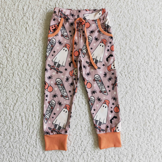 P0024 Ghost Web Stars Kids Halloween Pockets Pants