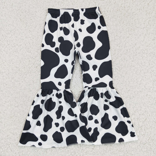 Girls cow print bell bottom Western pants   P0041