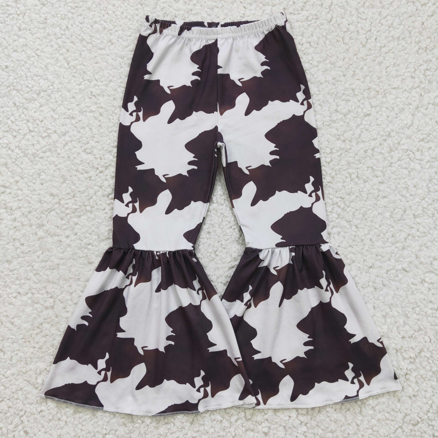 Girls western cow print bell bottom Western pants   P0056
