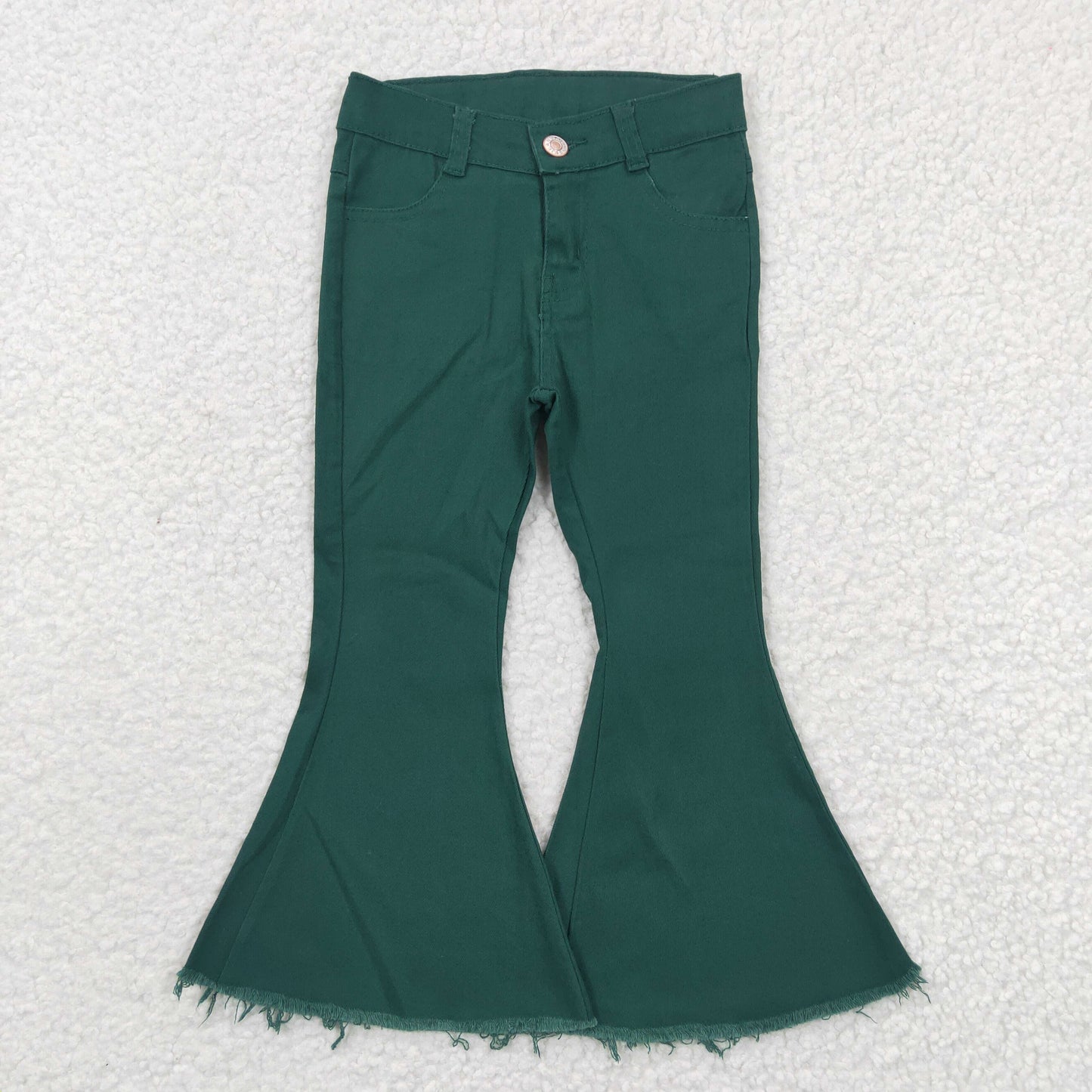P0073  Green Denim Bell Bottom Jeans Girls Christmas Pants