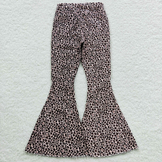 Adult Leopard Denim Bell Bottom Jeans Woman Pants   P0117