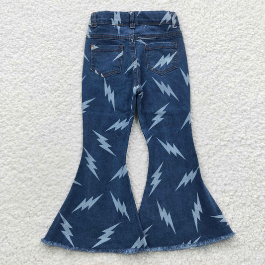 P0128  Flash Blue Denim Bell Bottom Jeans Girls Pants